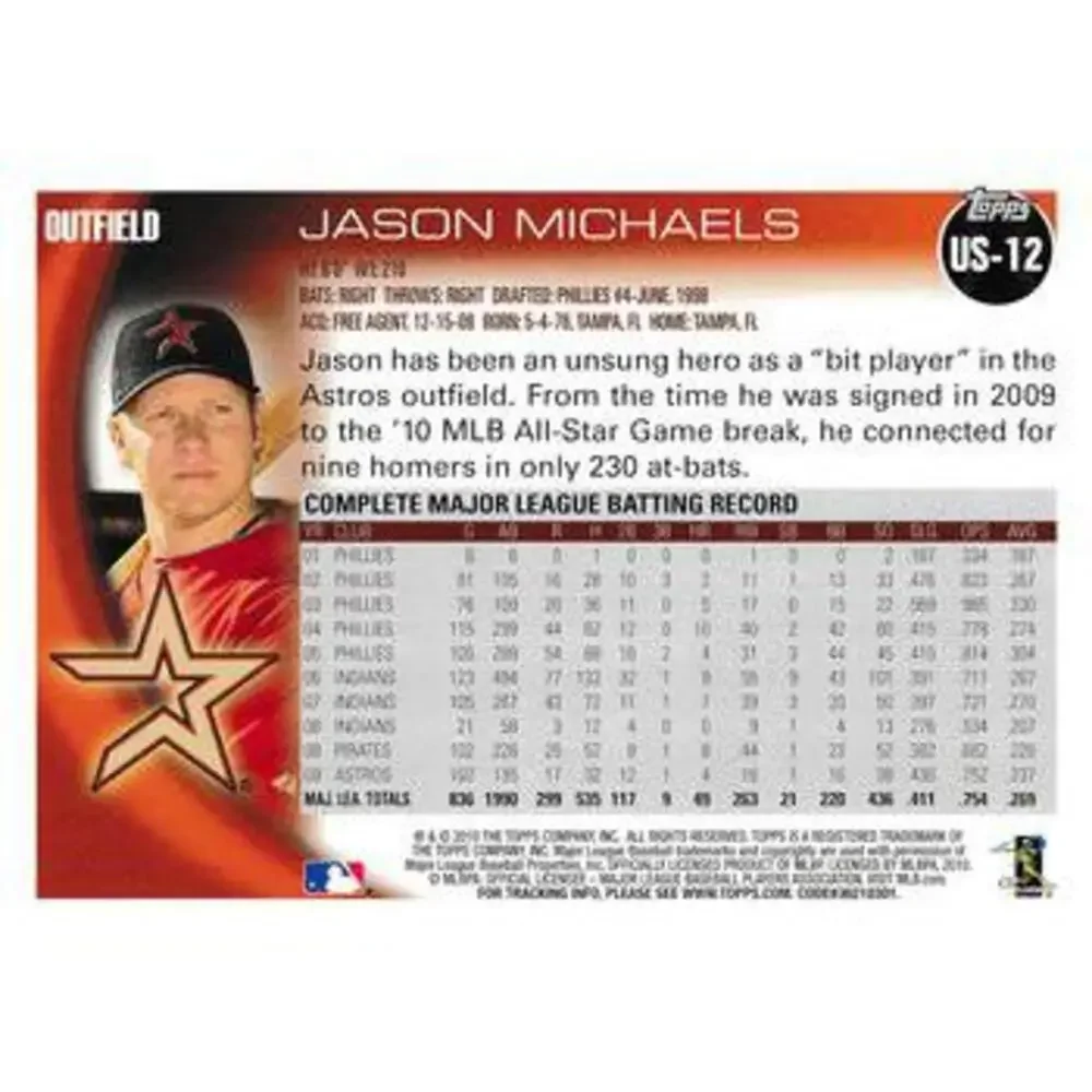 2010 Topps Update Jason Michaels US-12 Houston Astros